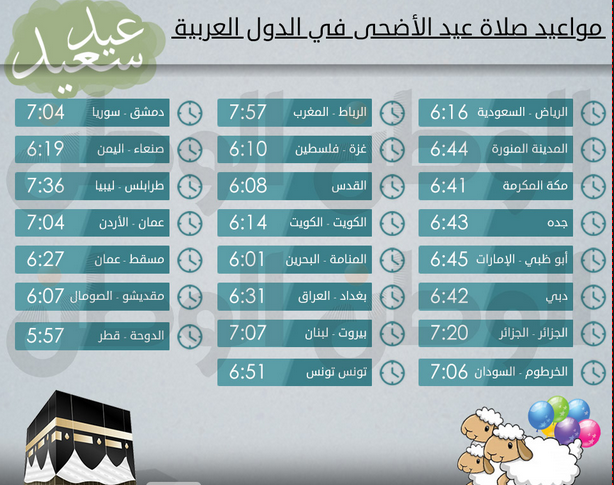 موعد صلاة عيد الأضحى 2018
