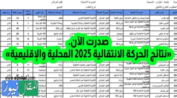 رابط haraka نتائج الحركة الانتقالية 2025 المحلية والإقليمية