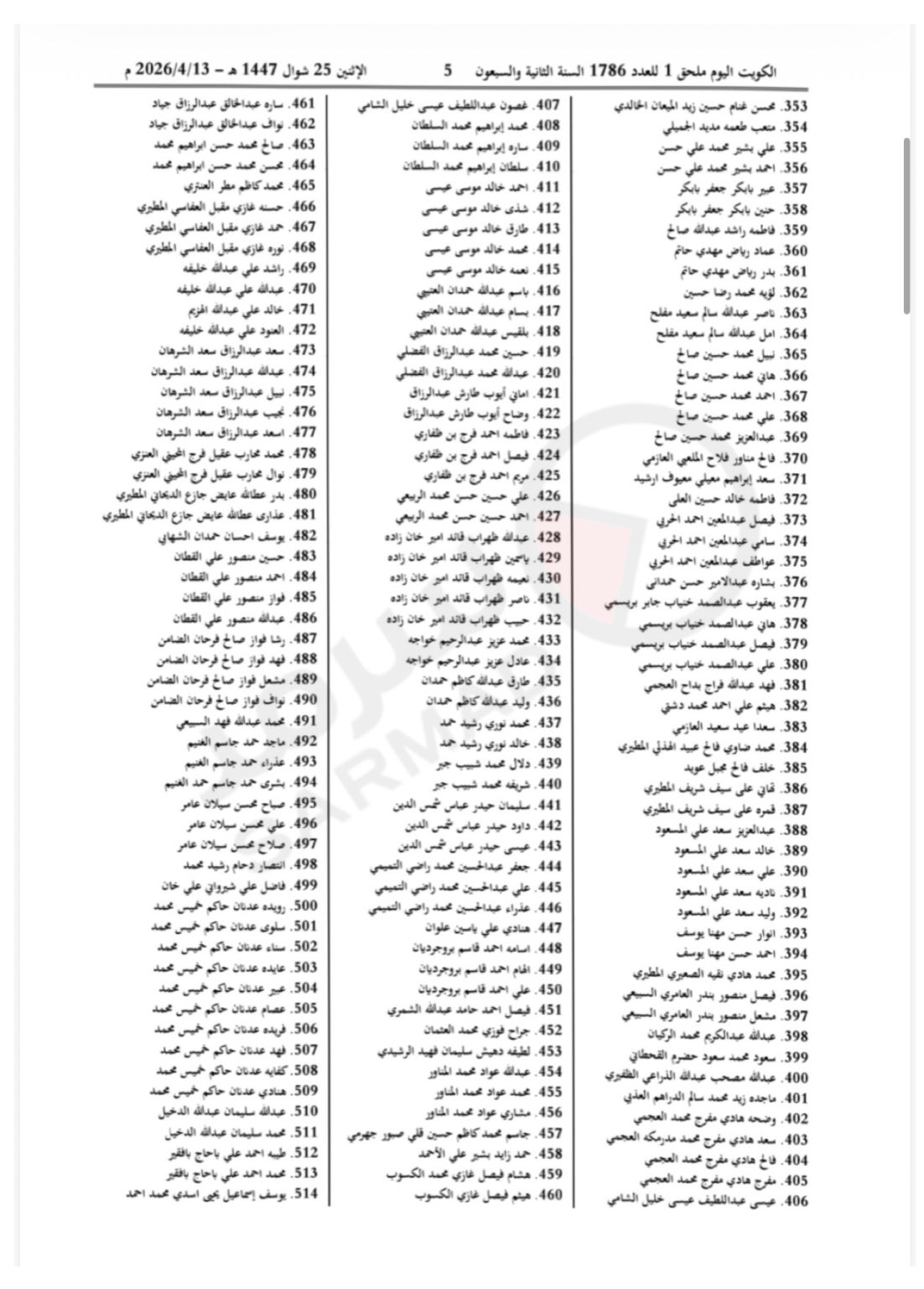 كشف اسماء سحب الجنسية الكويتية 2182 كويتي تم سحب الجنسية الكويتية منهم اليوم 15 كشف اسماء سحب الجنسية الكويتية